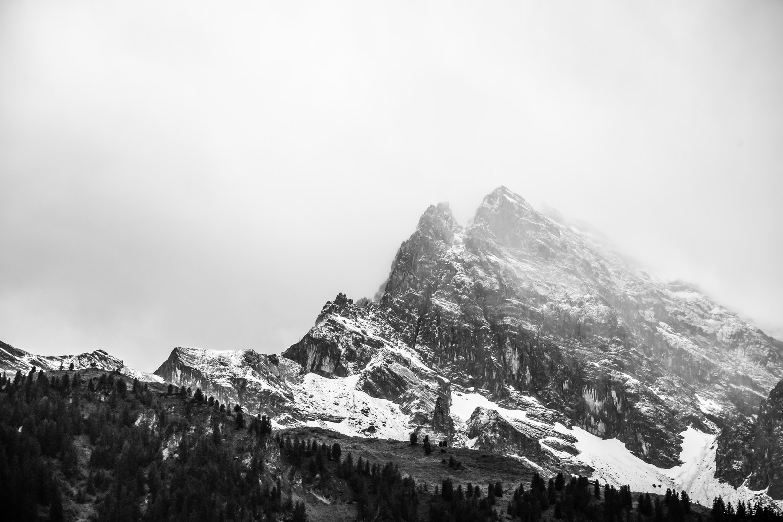 top view of snowy mountain