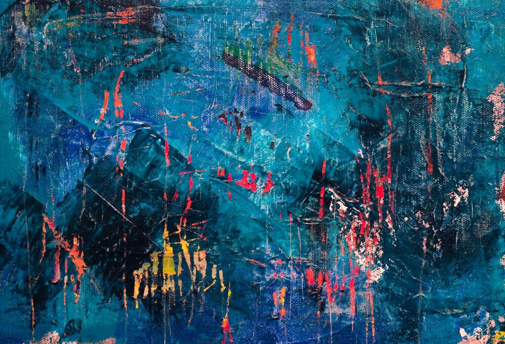 Blue, Red, and Black Abstract Painting